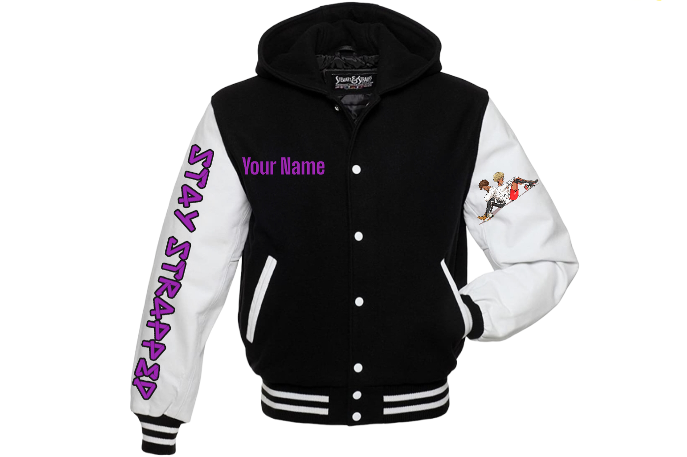 b&w purple front with hood