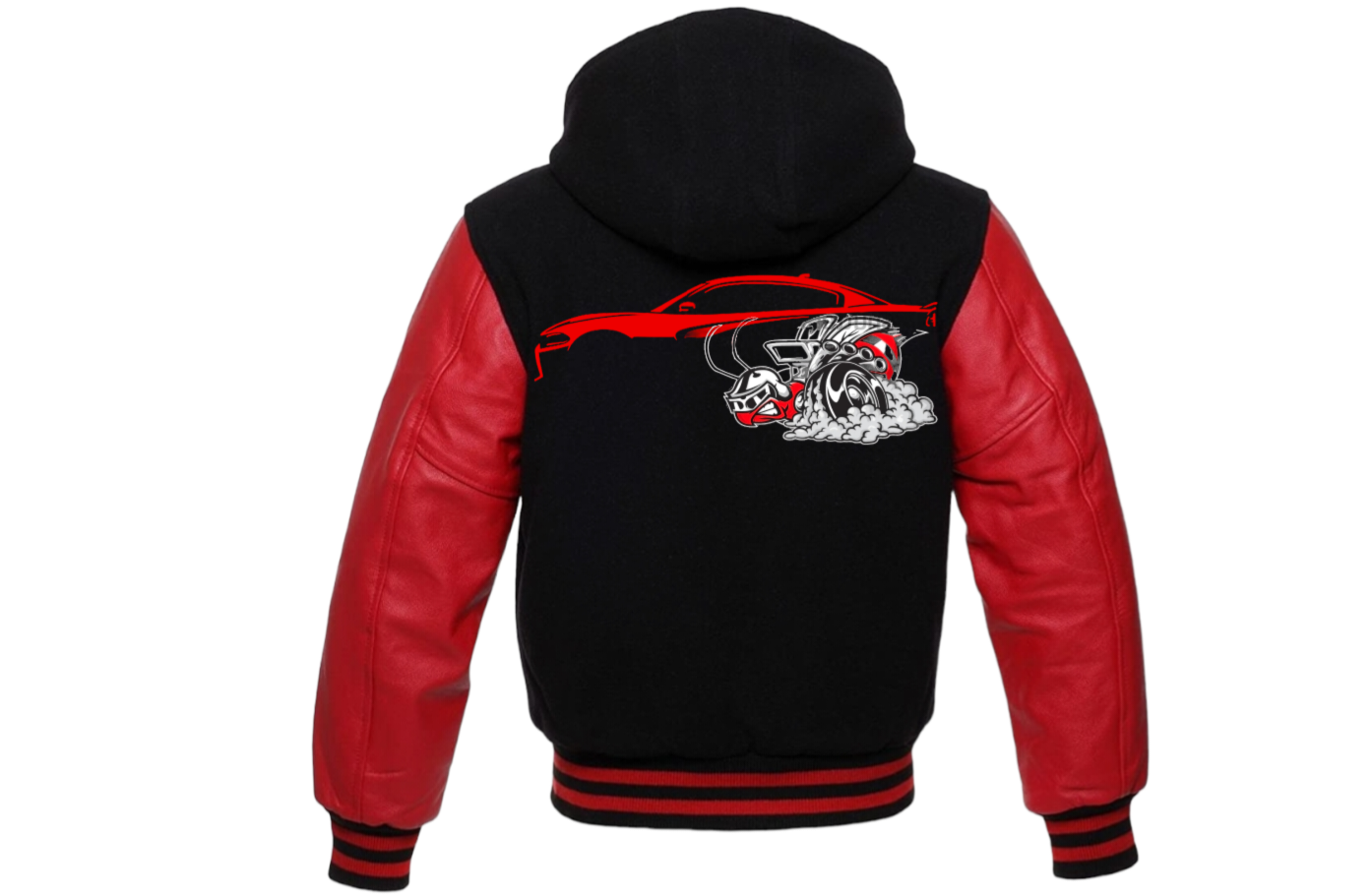 Red and black back with hood